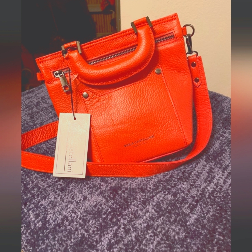 Viola castellani Milano/ orange leather/ hand bag
